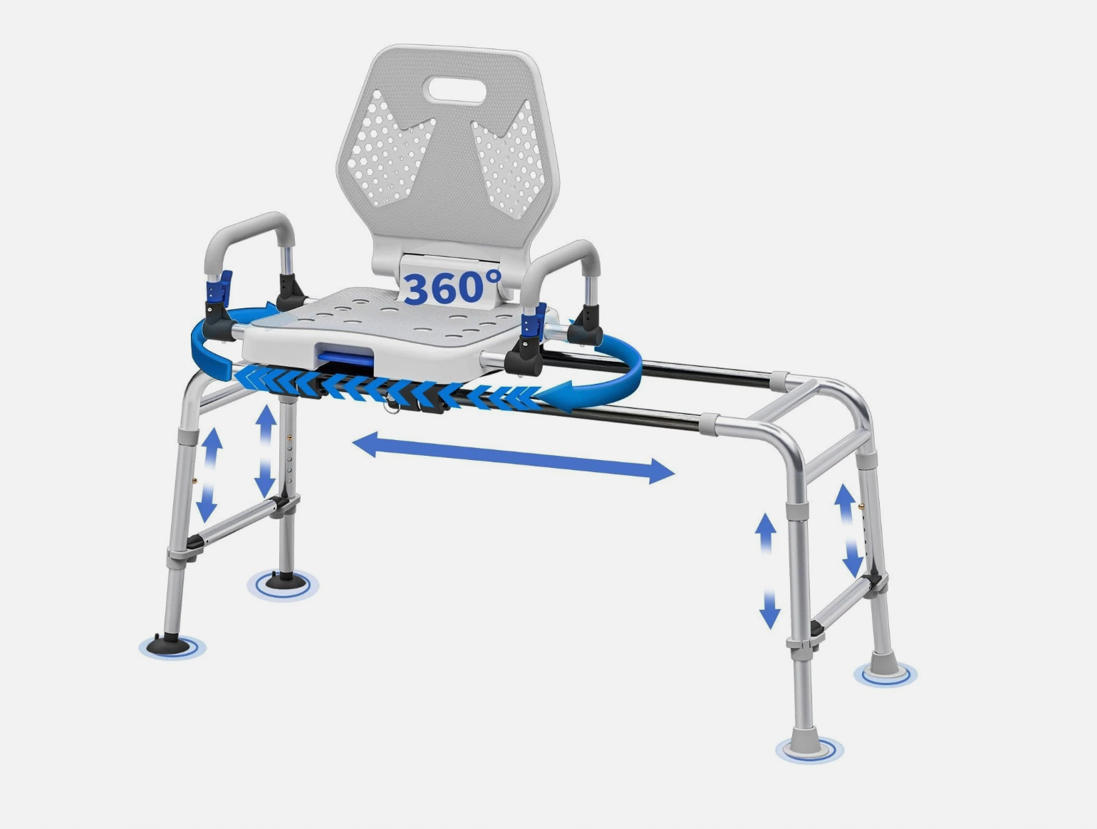 360° Swivel Sliding Shower Chair Tub Transfer Bench Bariatric 500LB Adjustable