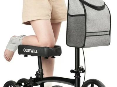 COSYWILL Adjustable Knee Scooter Walker with Bag - Black/Grey/pink