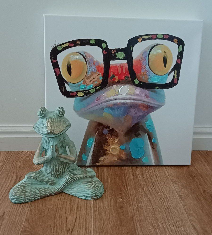 16"x16" Wall art & meditating frog statue