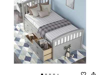 2 TwIn Grey Beds With Drawers For Storage!