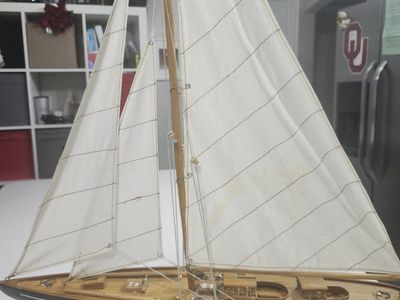 Vintage "Catalina" Wooden Sailboat Model - Handcrafted Nautical Decor - Used