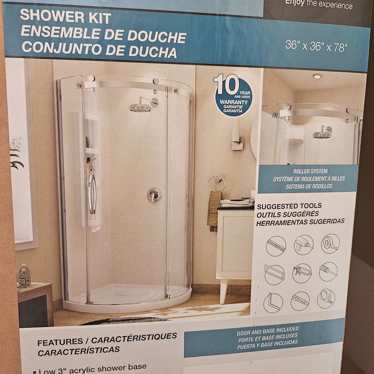 Corner shower kit