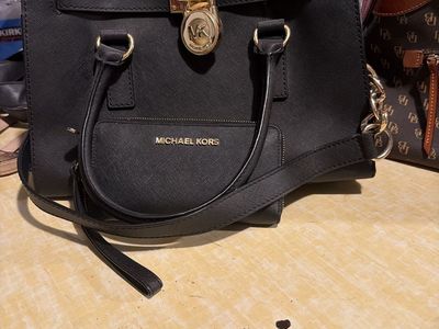 Michael Kors Black Saffiano Leather Handbag with Lock Detail