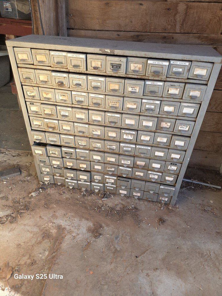 Vintage Metal 72-Drawer Parts Cabinet (35"x35")