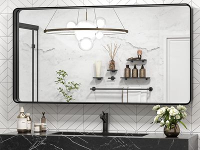 48 x 24 Inch Wall Mirror Black Bathroom Vanity Mirror