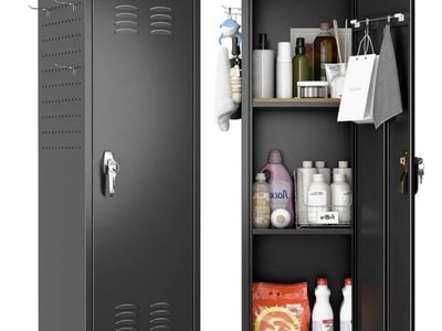 New Black Metal Locker Storage Cabinet Pegboard