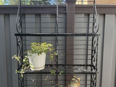 Vintage Wrought Iron Baker's Rack - 7ft Tall, Patio/Garden Shelf, Heavy Duty