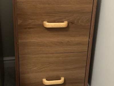 Wooden 2-Drawer Filing Cabinet with Handles