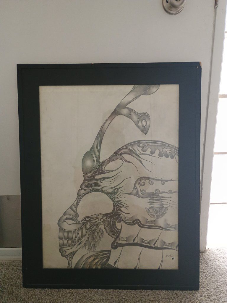 Framed samurai Sketch Art Black & White Drawing Unique Home Decor. my wind samurai