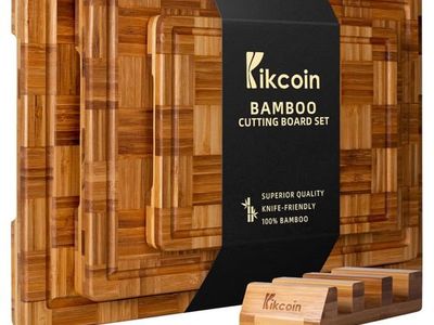 New in packaging- 3 Kikcoin Extra Large heavy Bamboo Cutting Boards, Set of 3, Juice Groove, End Grain, 17"x12", Butcher Block