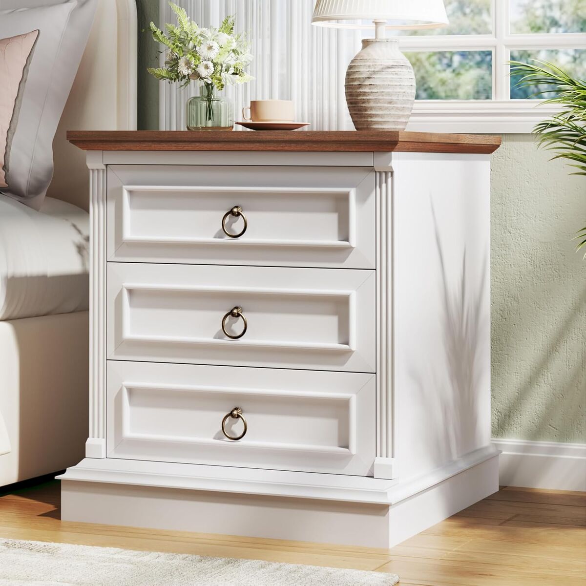 Farmhouse Nightstand with Wireless Charging Station