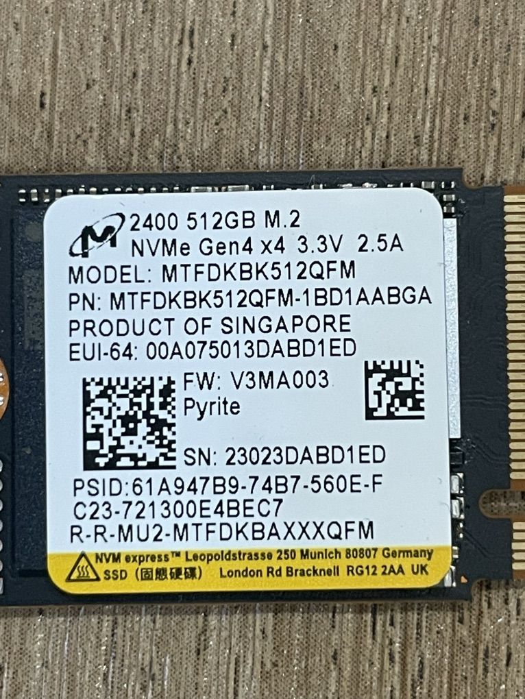 SSD Micron 2400 2230 500gb