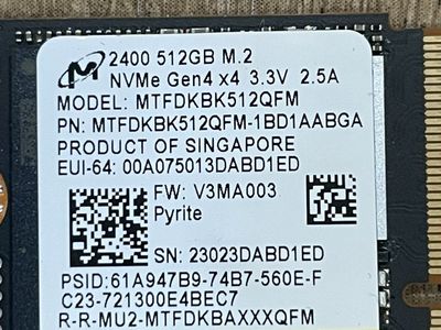 SSD Micron 2400 2230 500gb