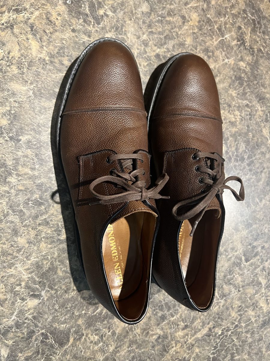 Allen Edmonds Sz 11.5 D Port Washington Tate Pebbled Leather Derby Dress Shoes excellent condition