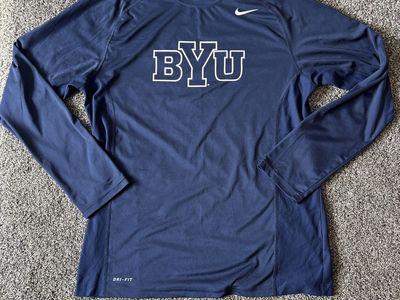 Nike Dri-Fit BYU Men's Navy Long Sleeve Shirt- Size Large