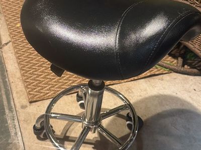 Black Ergonomic Rolling Saddle Stool Chair with Adjustable Height