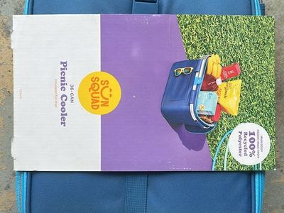 Sun Squad 36-Can Picnic Soft Cooler Bag Blue Insulated Aluminum Frame