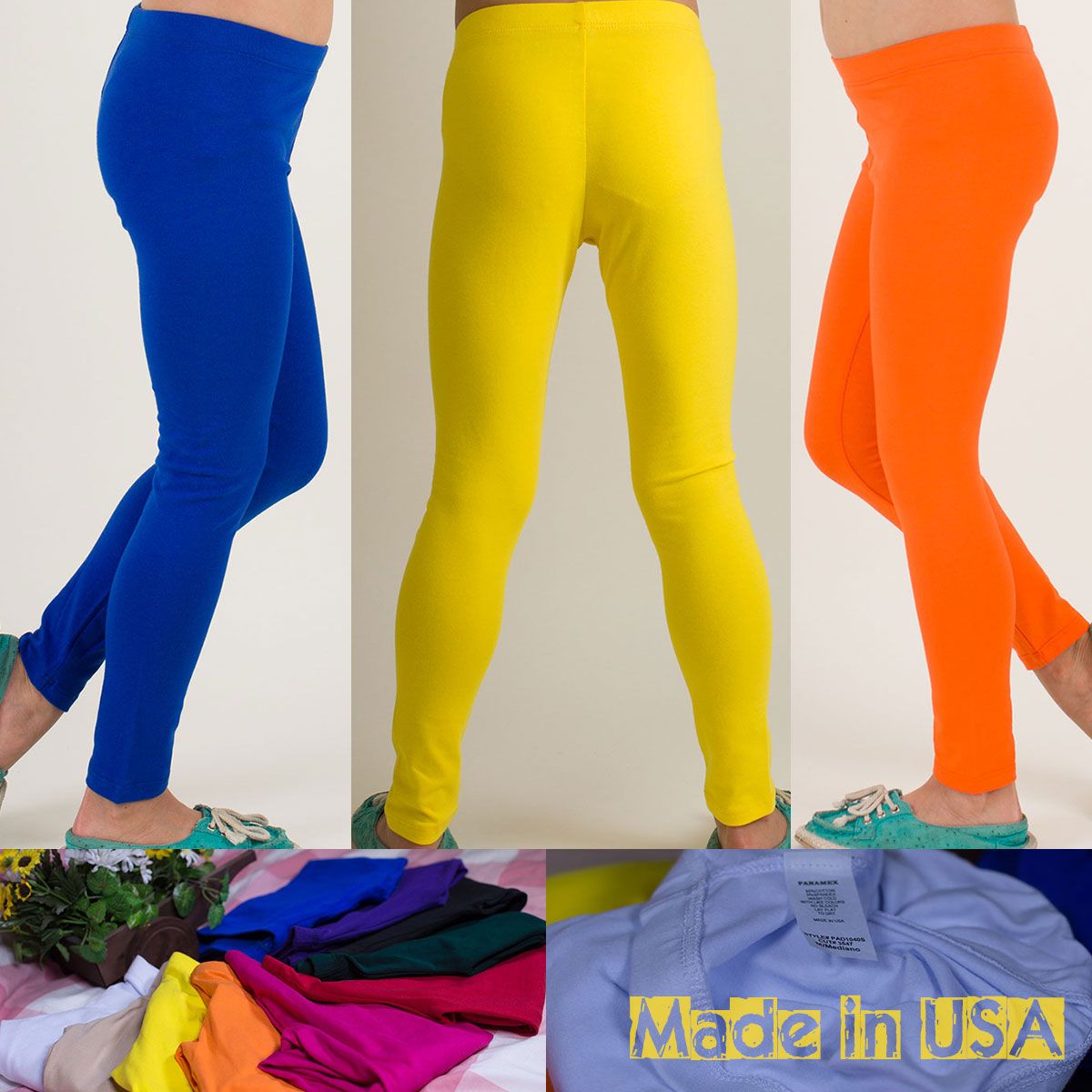 $10 (10pc) - Kids Girls Basic Cotton Leggings Full length/ Shorts  Made in USA