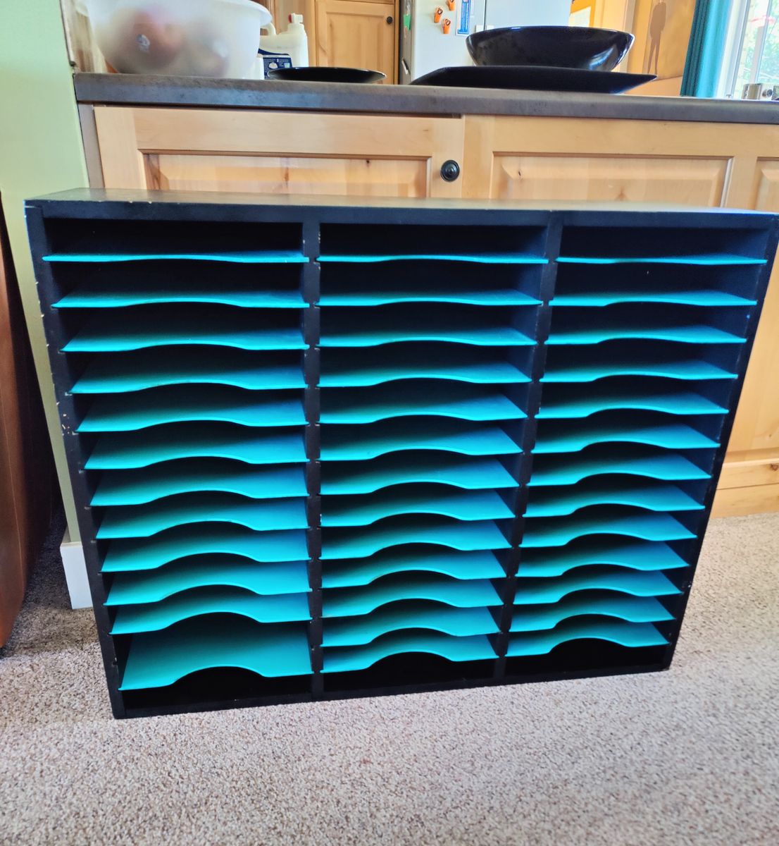 36-Slot Literature / Art Organizer & Mail Sorter - Black/Teal