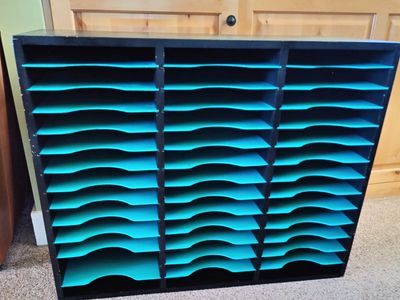 36-Slot Literature / Art Organizer & Mail Sorter - Black/Teal
