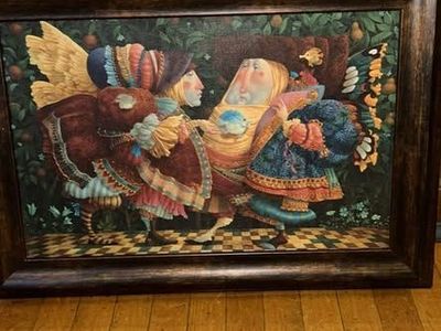 James C. Christensen. "Question Around the fish" Print on canvas. 19x12.5 inches. Fairly Tail Art. Great for Children's Room