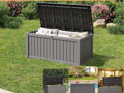 New Fancyango 150 Gallon Outdoor Storage Deck Box - Dark Grey