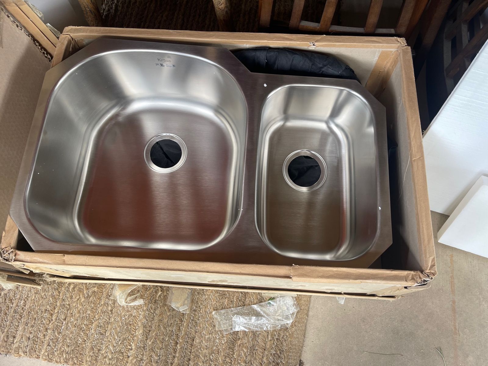 Kraus KBU-23 Undermount Stainless Steel Double Bowl Kitchen Sink with Grids