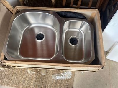 Kraus KBU-23 Undermount Stainless Steel Double Bowl Kitchen Sink with Grids