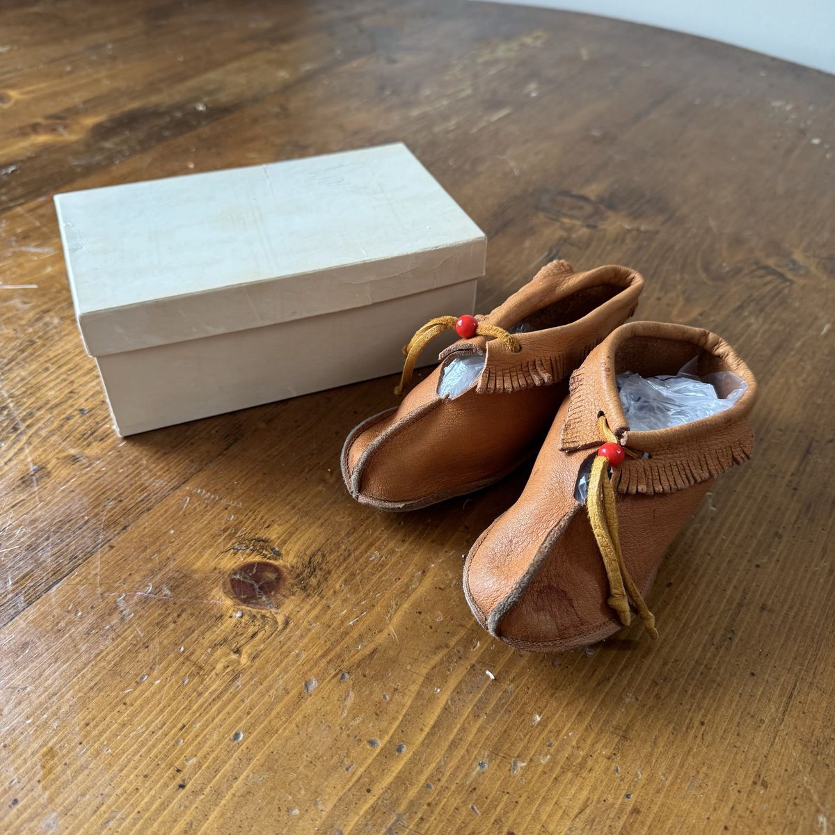 Vintage Deer Skin Baby Moccasins Size 5