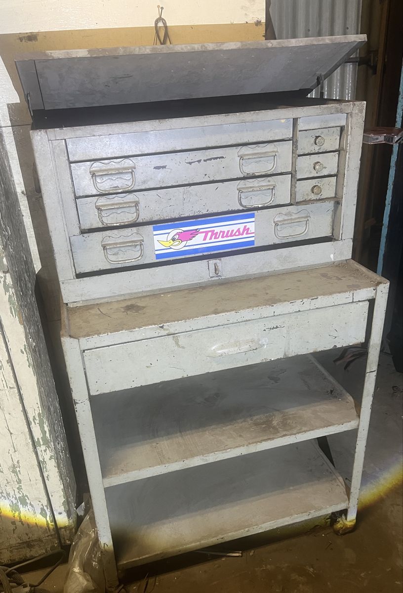Vintage Cornwell Rolling Tool Chest and Cabinet with Thrush Decal