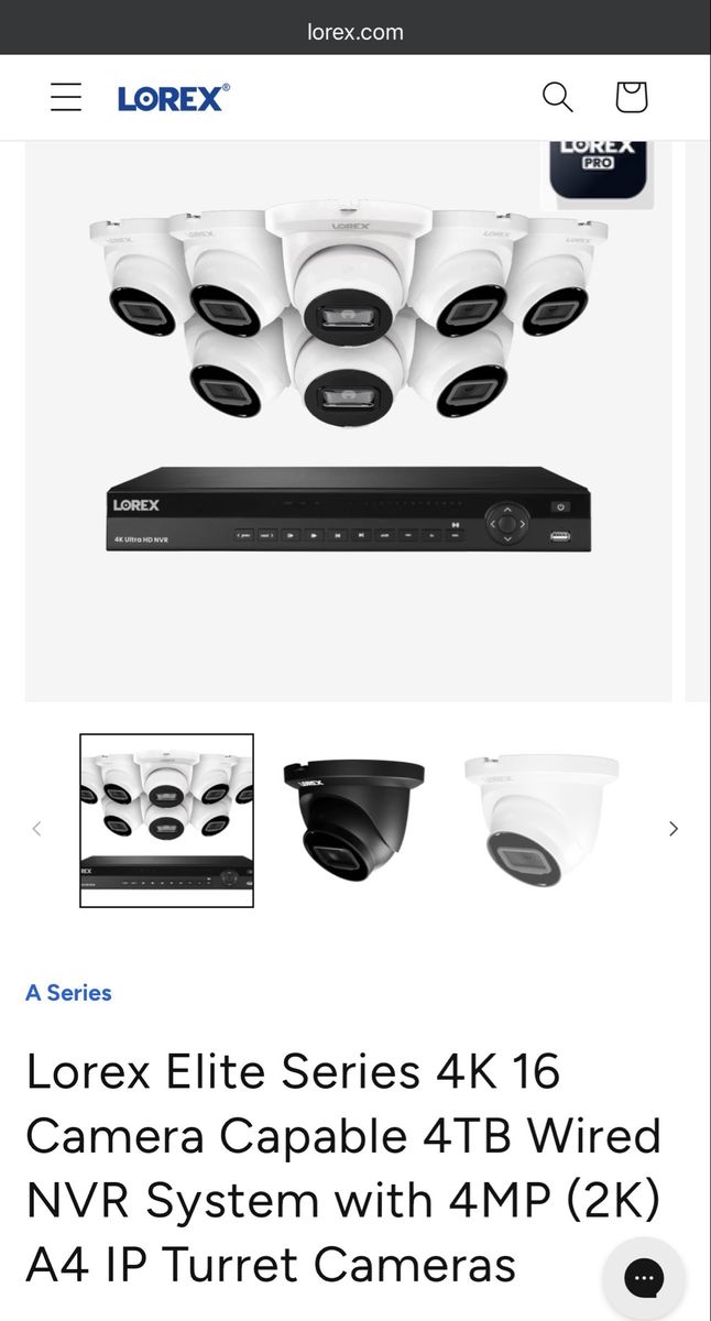 Lorex Elite Series 4K 16 Camera Capable 4TB Wired NVR System with (13) 4MP (2K) A4 IP Turret Cameras