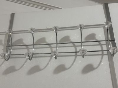 Chrome Over-the-Door Organizer with 10 Diamond-Look Hooks - Space-Saving Storage Rack