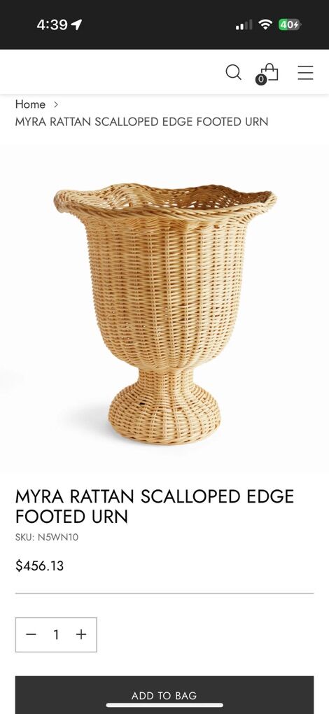Myra Rattan Scalloped Edge Footed Urn