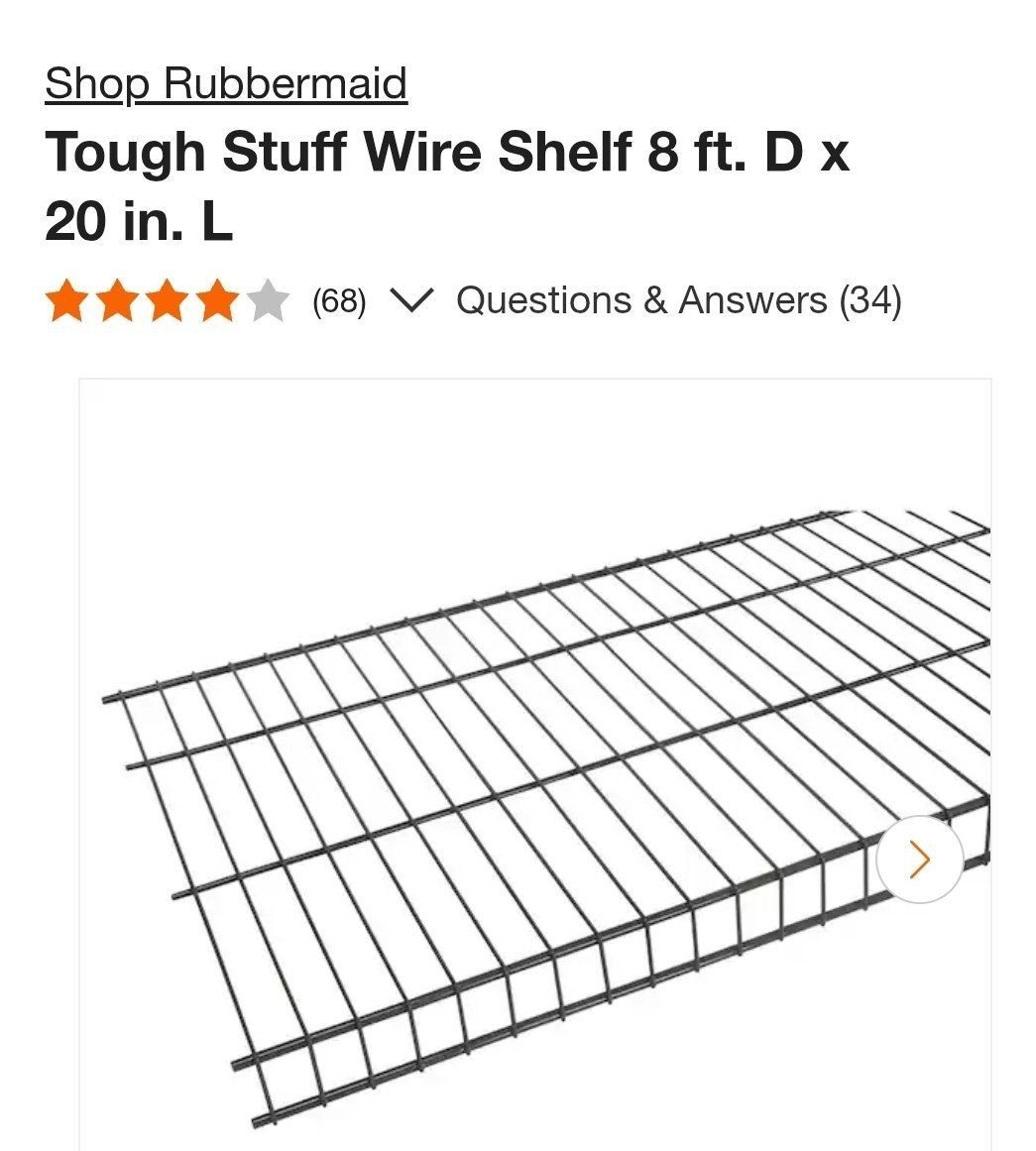 7- New Rubbermaid Tough Stuff Wire Shelf 8 ft. x 20 in. Stainless Steel Finish