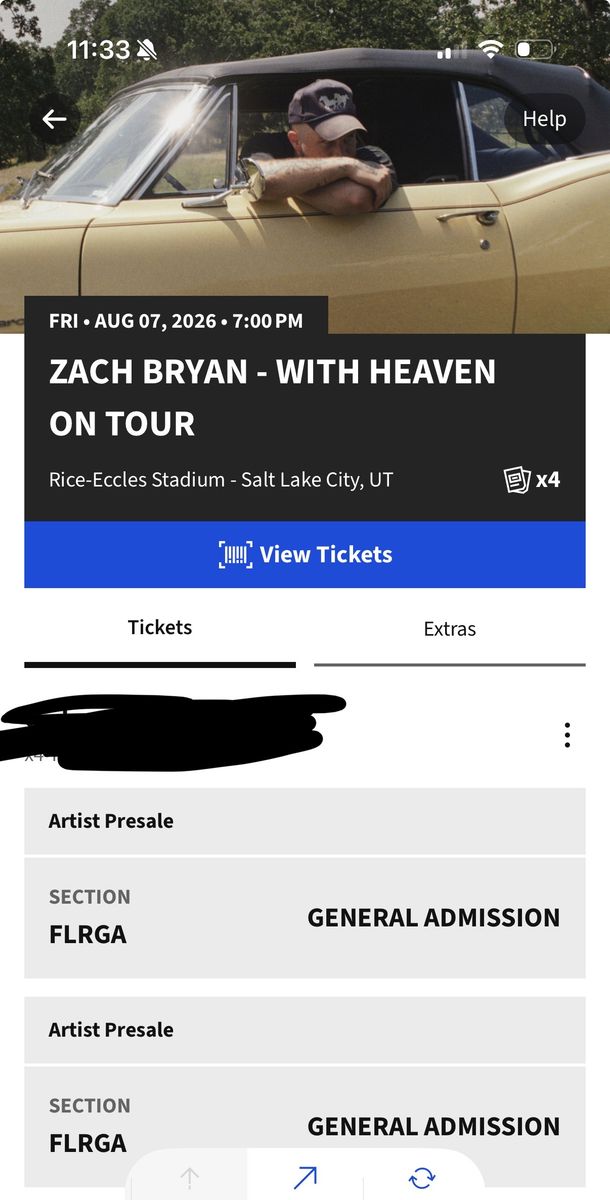 Zach Bryan - With Heaven On Tour - Rice-Eccles Stadium - 2026 - 2 Floor Tickets