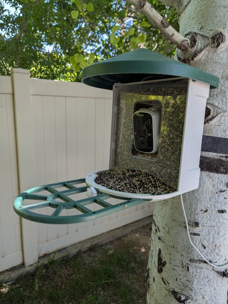 Birdfeeder camera with solar panel and wifi