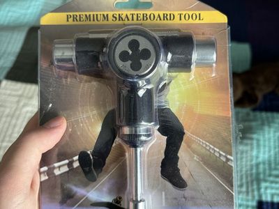 Premium Skateboard Tool - All-in-One Multi-Function T-Tool with Axle Rethreader & Bearing Press