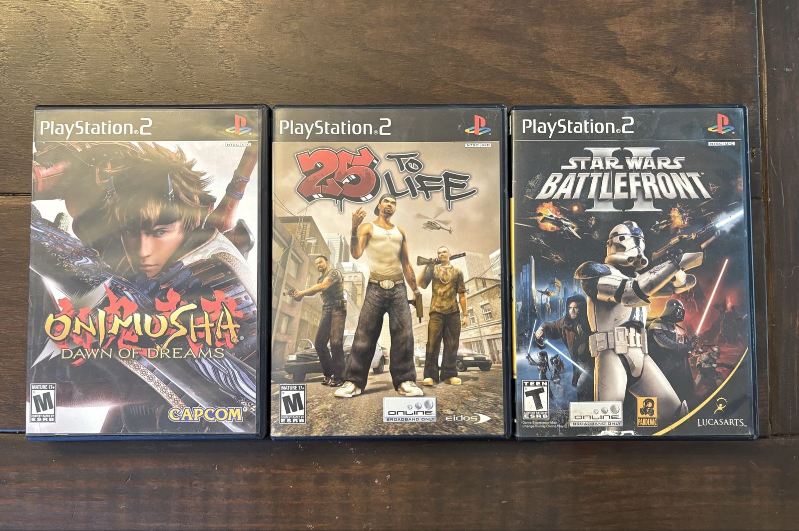 PS2 Games Lot: Onimusha Dawn of Dreams, 25 to Life, Star Wars Battlefront II