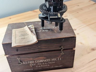 WWII Astro Compass MKII and Case with strap - Vintage 1942 militaria World War II