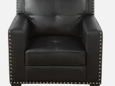 Lifestyle Solutions Lexington Black Leather Gel Upholsterd Accent Armchair w/ Nailhead Trim