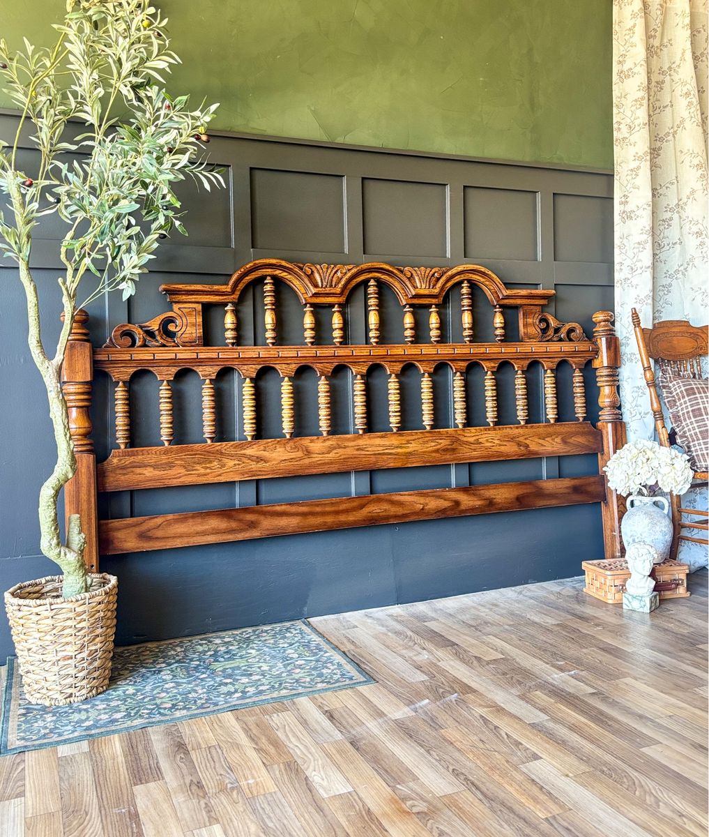 *FREE DELIVERY* Vintage King Spanish Revival Spindle Headboard