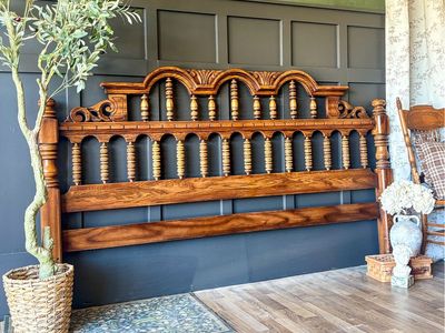 *FREE DELIVERY* Vintage King Spanish Revival Spindle Headboard