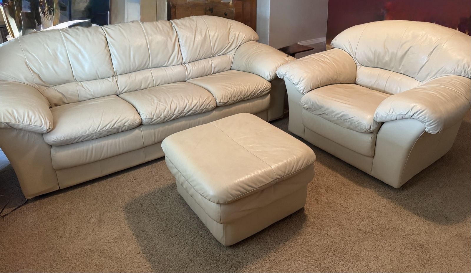 Real Leather Couch, chair and ottoman 