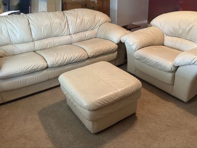 Real Leather Couch, chair and ottoman