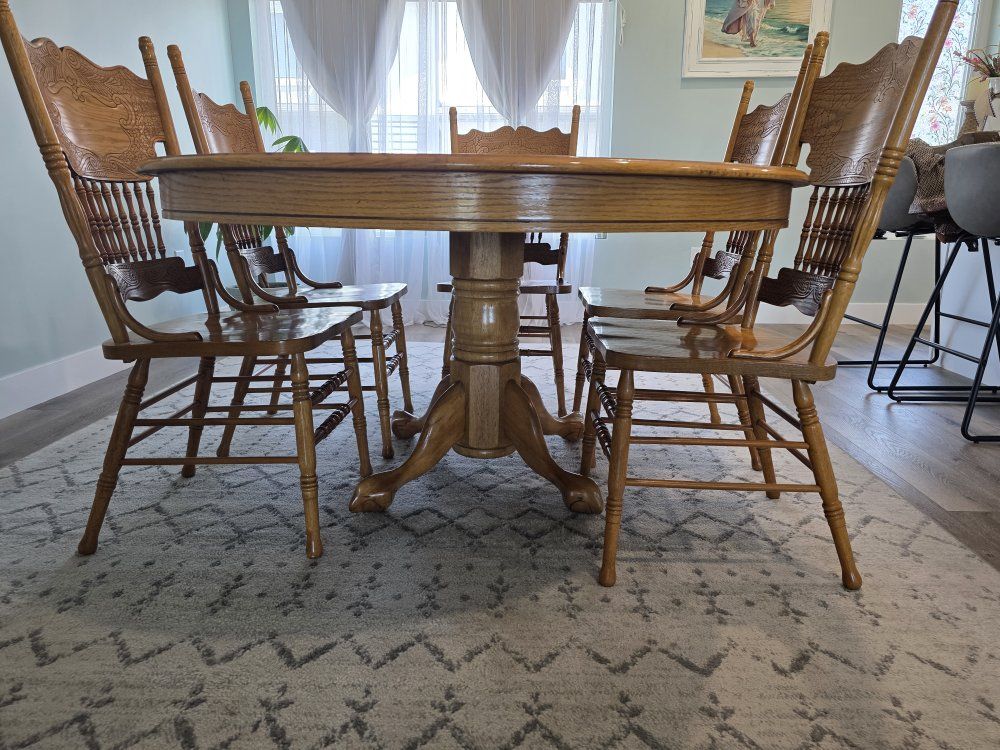 Solid Wood Dining Table + 6 Chairs