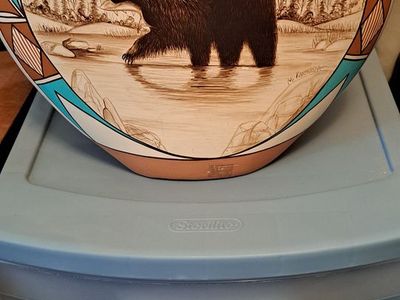 Mike Karstena Laguna Acoma Pottery Bear Pot Signed Southwestern Art Home Decor