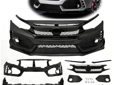 2016- 2021 Honda Civic Front Bumper Kit Type R Style Glossy Black Complete Assembly