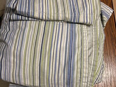 Blue Green Striped Full Queen Sheets Set