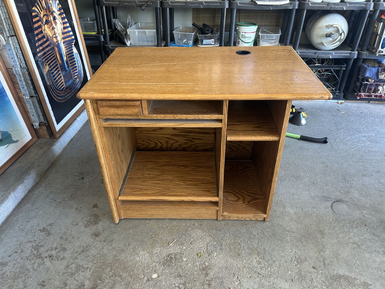 Solid wood desk with drawer/slide tray