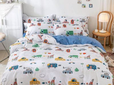 New Kids Full Size Car theme Duvet Cover and Two Pillowcases